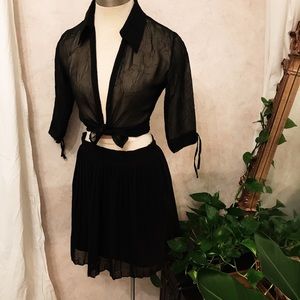 Black chiffon mini skirt xs